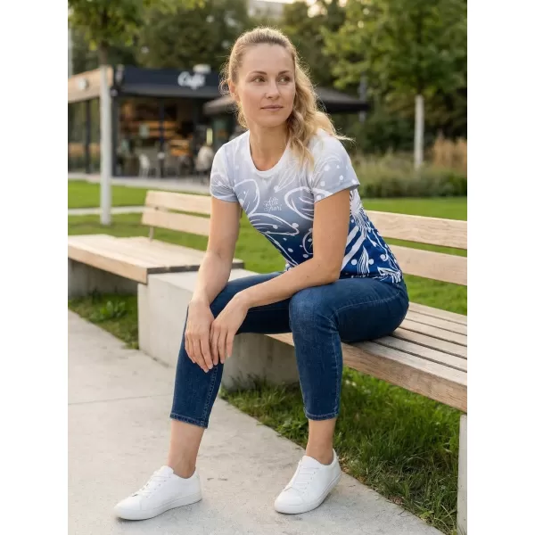  Tricou funcțional premium pentru femei ALTISPORT VOJ/ALW045TR01 BLEUMARIN/ALB 