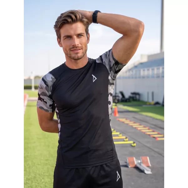  Tricou de compresie funcțional premium cu mâneci scurte pentru bărbați ALTISPORT VOJ/ALM038TR04 GRI 