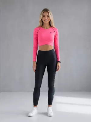 Crop top funcțional premium pentru femei, cu mâneci lungi ALTISPORT VOJ/ALW000TR04 ROZ FLUO