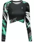 Crop top funcțional premium pentru femei, cu mâneci lungi ALTISPORT VOJ/ALW039TR04 NEGRU/TURCOAZ