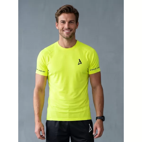  Tricou de compresie funcțional premium cu mâneci scurte pentru bărbați ALTISPORT VOJ/ALM000TR04 GALBEN NEON 