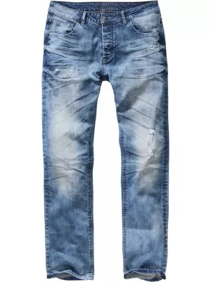 Pantaloni BRANDIT WILL WASHED BD1015 ALBASTRU SPĂLAT