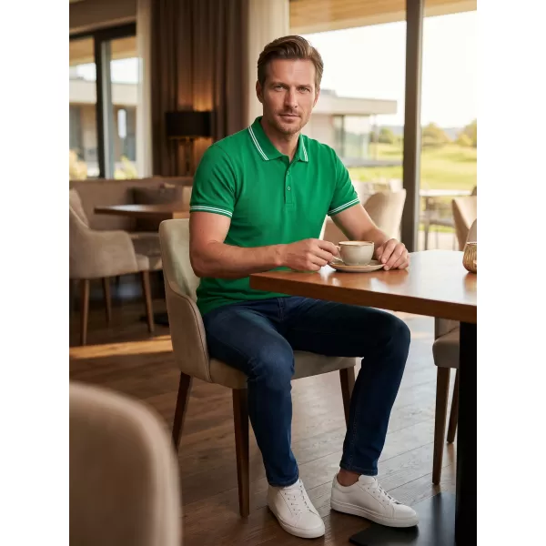  Tricou pentru bărbați cu guler ALTISPORT NoPrint NP/ALM912 VERDE MEDIU 