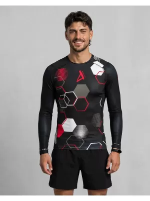 Tricou de compresie funcțional premium pentru bărbați ALTISPORT VOJ/ALM037TR03 NEGRU ȘI ROȘU