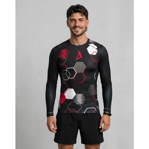  Tricou de compresie funcțional premium pentru bărbați ALTISPORT VOJ/ALM037TR03 NEGRU ȘI ROȘU 