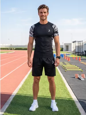 Tricou de compresie funcțional premium cu mâneci scurte pentru bărbați ALTISPORT VOJ/ALM038TR04 GRI