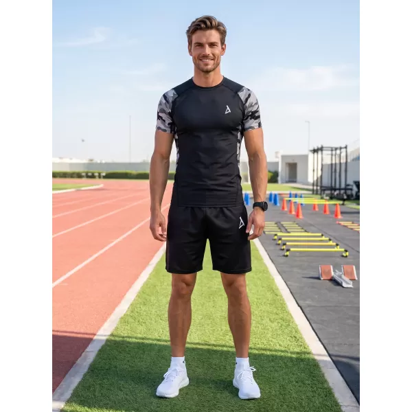  Tricou de compresie funcțional premium cu mâneci scurte pentru bărbați ALTISPORT VOJ/ALM038TR04 GRI 