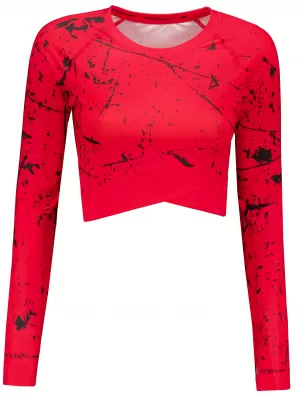 Crop top funcțional premium pentru femei, cu mâneci lungi ALTISPORT VOJ/ALW034TR04 ROȘU
