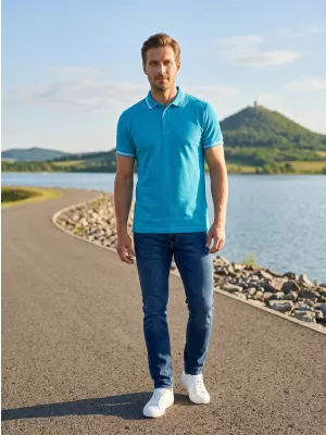 Tricou pentru bărbați cu guler ALTISPORT NoPrint NP/ALM912 TURCOAZ
