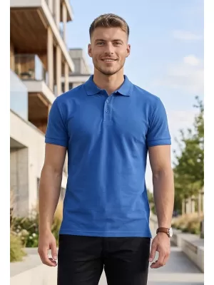 Tricou pentru bărbați cu guler ALTISPORT NoPrint NP/ALM302 ALBASTRU AZUR