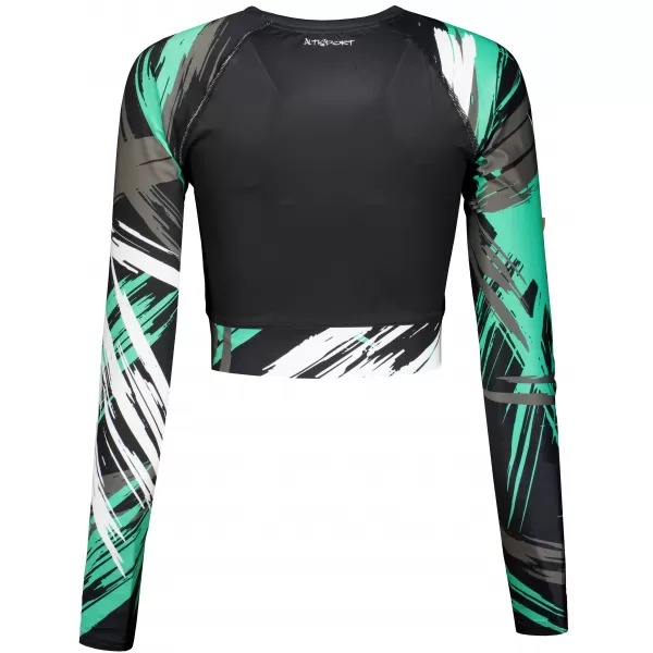  Crop top funcțional premium pentru femei, cu mâneci lungi ALTISPORT VOJ/ALW039TR04 NEGRU/TURCOAZ 