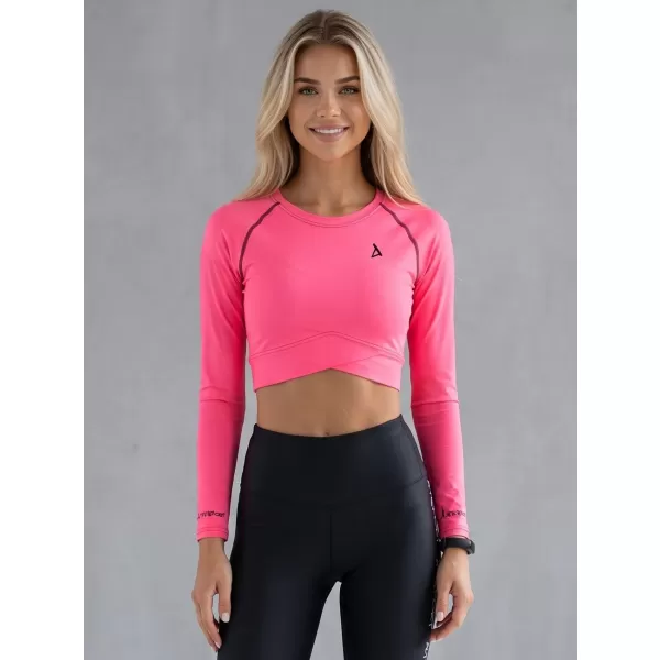  Crop top funcțional premium pentru femei, cu mâneci lungi ALTISPORT VOJ/ALW000TR04 ROZ FLUO 