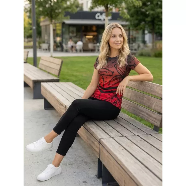  Tricou funcțional premium pentru femei ALTISPORT VOJ/ALW045TR01 ROȘU ȘI NEGRU 