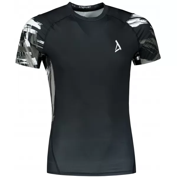  Tricou de compresie funcțional premium cu mâneci scurte pentru bărbați ALTISPORT VOJ/ALM039TR04 ALB-NEGRU 
