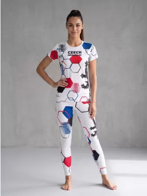 Jambiere funcționale lungi premium de damă ALTISPORT VOJ/ALW036LEG01 HEXA ALB
