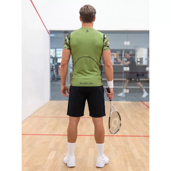  Tricou de compresie funcțional premium cu mâneci scurte pentru bărbați ALTISPORT VOJ/ALM038TR04 VERDE/KAKI 