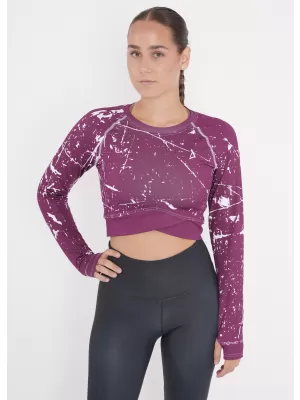 Crop top funcțional premium pentru femei, cu mâneci lungi ALTISPORT VOJ/ALW034TR04 FUCSIE