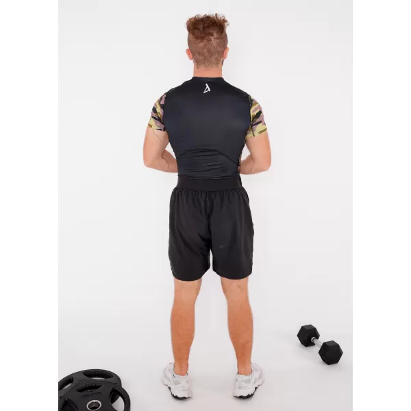  Tricou de compresie funcțional premium cu mâneci scurte pentru bărbați ALTISPORT VOJ/ALM038TR04 NEGRU ȘI VERDE 