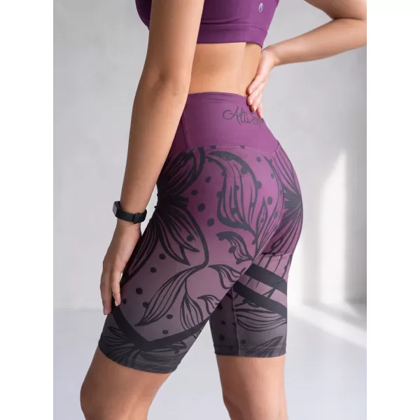  Jambiere funcționale premium pentru femei deasupra genunchiului ALTISPORT VOJ/ALW045LEG02 VIOLET/NEGRU 