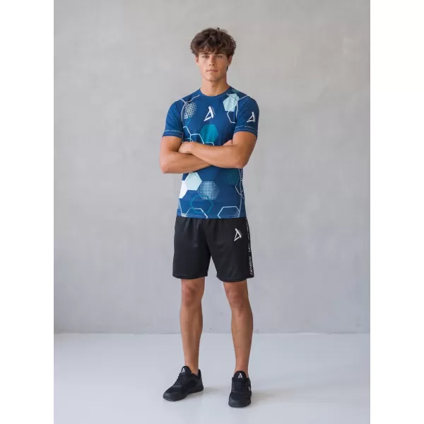  Tricou de compresie funcțional premium cu mâneci scurte pentru bărbați ALTISPORT VOJ/ALM037TR04 ALBASTRU MARIN 