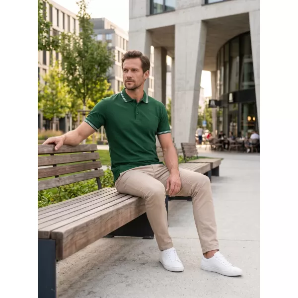  Tricou pentru bărbați cu guler ALTISPORT NoPrint NP/ALM912 VERDE INCHIS 