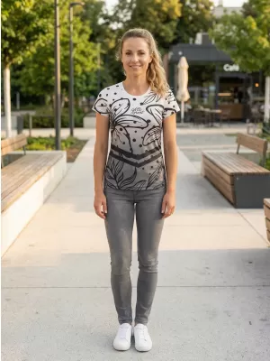 Tricou funcțional premium pentru femei ALTISPORT VOJ/ALW045TR01 ALB-NEGRU