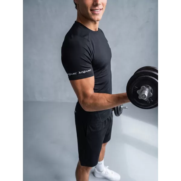  Tricou de compresie funcțional premium cu mâneci scurte pentru bărbați ALTISPORT VOJ/ALM000TR04 NEGRU 