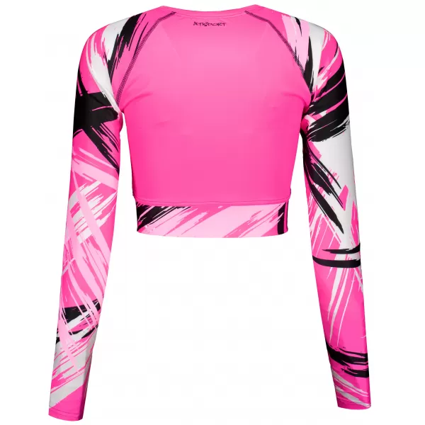  Crop top funcțional premium pentru femei, cu mâneci lungi ALTISPORT VOJ/ALW039TR04 ROZ FLUO 