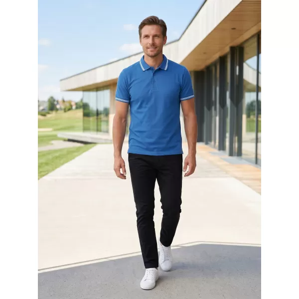  Tricou pentru bărbați cu guler ALTISPORT NoPrint NP/ALM912 ALBASTRU AZUR 