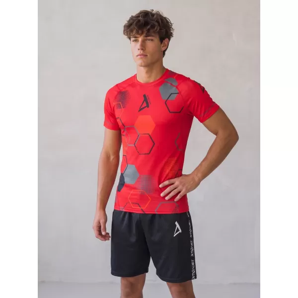  Tricou de compresie funcțional premium cu mâneci scurte pentru bărbați ALTISPORT VOJ/ALM037TR04 ROȘU 