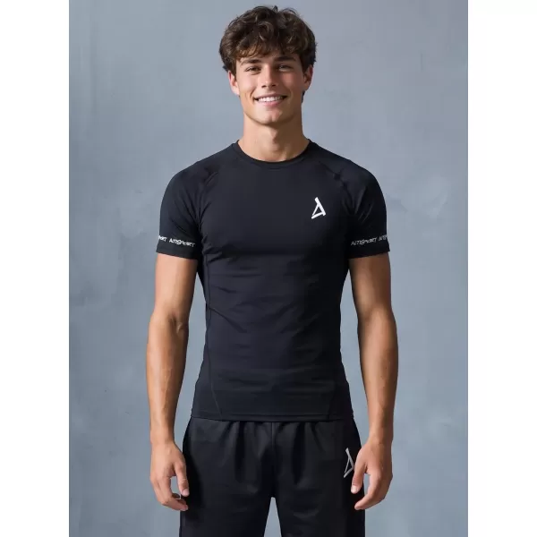  Tricou de compresie funcțional premium cu mâneci scurte pentru bărbați ALTISPORT VOJ/ALM000TR04 NEGRU 