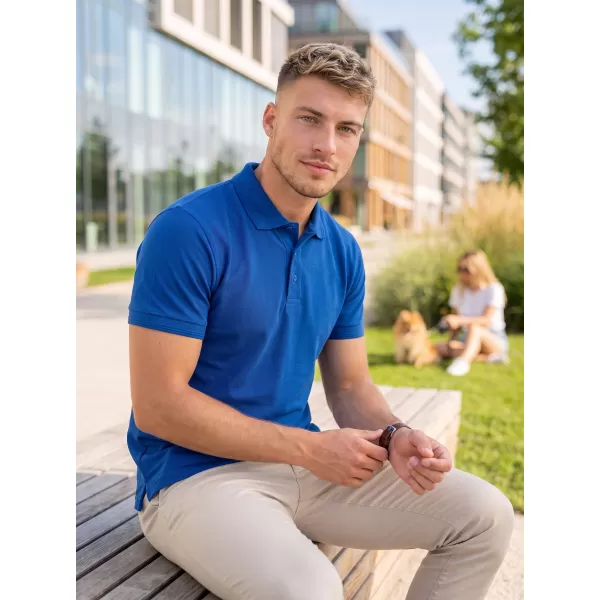  Tricou pentru bărbați cu guler ALTISPORT NoPrint NP/ALM302 ALBASTRU REGAL 