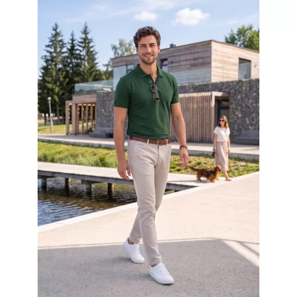  Tricou pentru bărbați cu guler ALTISPORT NoPrint NP/ALM302 STICLA VERDE 