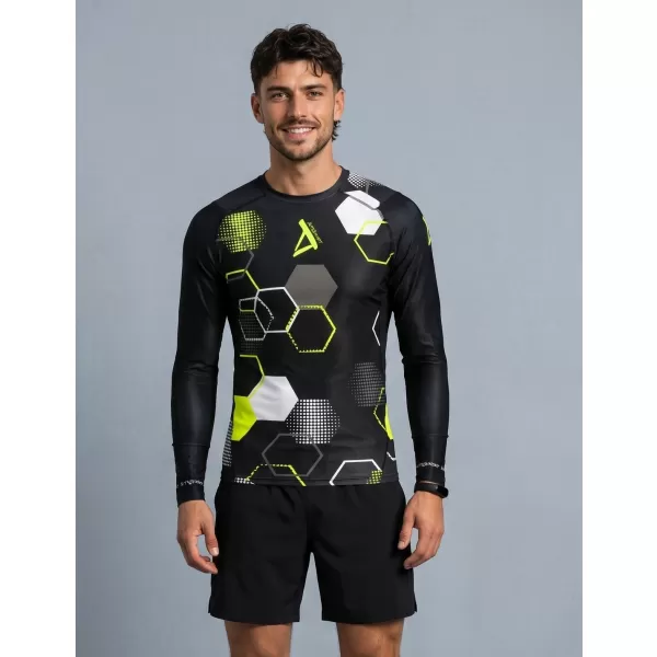  Tricou de compresie funcțional premium pentru bărbați ALTISPORT VOJ/ALM037TR03 NEGRU ȘI GALBEN 