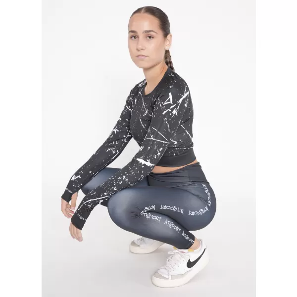  Crop top funcțional premium pentru femei, cu mâneci lungi ALTISPORT VOJ/ALW034TR04 NEGRU 