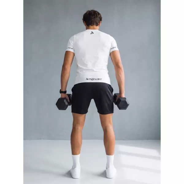  Tricou de compresie funcțional premium cu mâneci scurte pentru bărbați ALTISPORT VOJ/ALM000TR04 ALB 