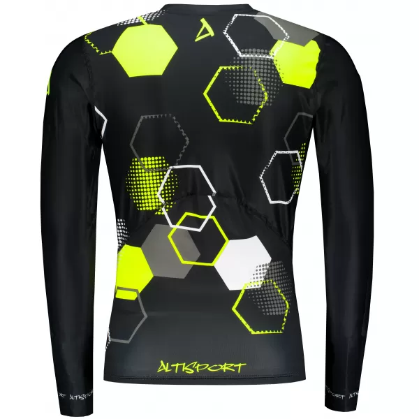  Tricou de compresie funcțional premium pentru bărbați ALTISPORT VOJ/ALM037TR03 NEGRU ȘI GALBEN 