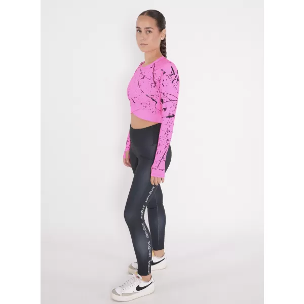  Crop top funcțional premium pentru femei, cu mâneci lungi ALTISPORT VOJ/ALW034TR04 ROZ FLUO 