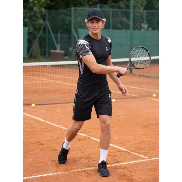  Tricou de compresie funcțional premium cu mâneci scurte pentru bărbați ALTISPORT VOJ/ALM039TR04 ALB-NEGRU 