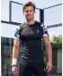Tricou de compresie funcțional premium cu mâneci scurte pentru bărbați ALTISPORT VOJ/ALM038TR04 ALB-NEGRU