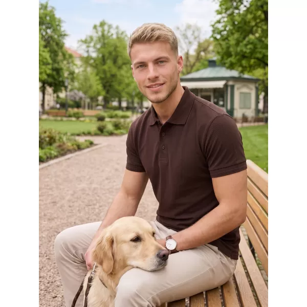  Tricou pentru bărbați cu guler ALTISPORT NoPrint NP/ALM302 CAFEA 