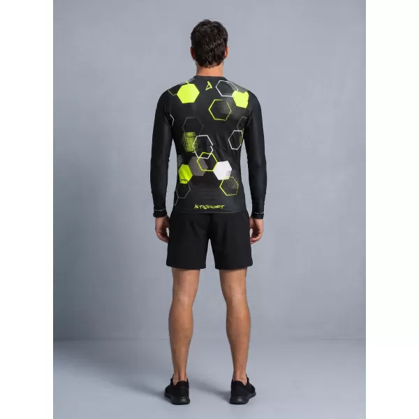 Tricou de compresie funcțional premium pentru bărbați ALTISPORT VOJ/ALM037TR03 NEGRU ȘI GALBEN 