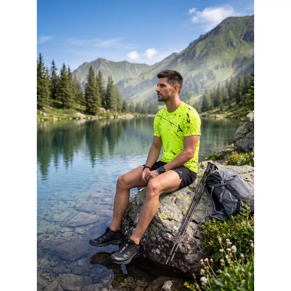  Tricou funcțional premium pentru bărbați ALTISPORT VOJ/ALM034TR01 GALBEN NEON 