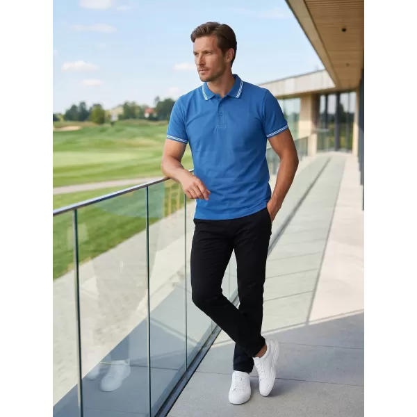  Tricou pentru bărbați cu guler ALTISPORT NoPrint NP/ALM912 ALBASTRU AZUR 