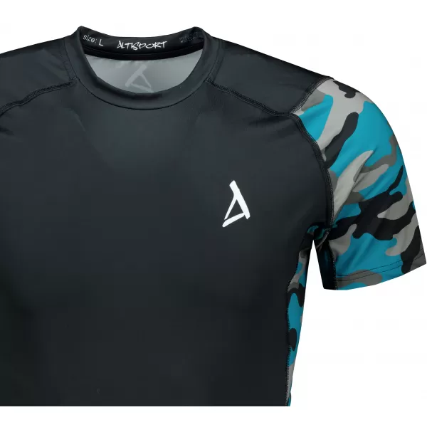  Tricou de compresie funcțional premium cu mâneci scurte pentru bărbați ALTISPORT VOJ/ALM038TR04 KEROSEN/NEGRU 