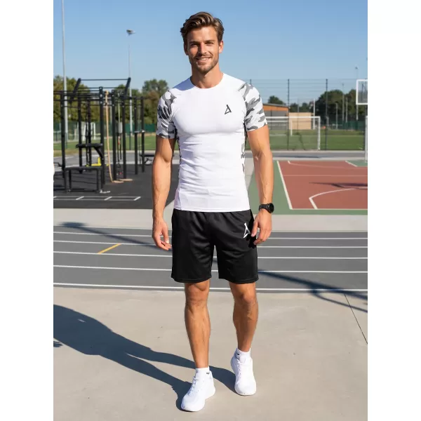  Tricou de compresie funcțional premium cu mâneci scurte pentru bărbați ALTISPORT VOJ/ALM038TR04 ALB 