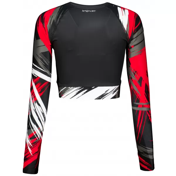  Crop top funcțional premium pentru femei, cu mâneci lungi ALTISPORT VOJ/ALW039TR04 NEGRU/ROSU 