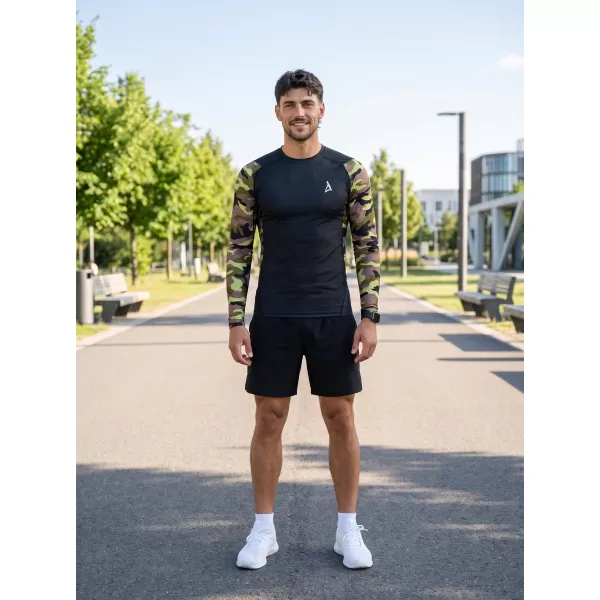  Compresia funcțională a bărbaților T -thirt premium ALTISPORT VOJ/ALM038TR03 NEGRU -GREEN 