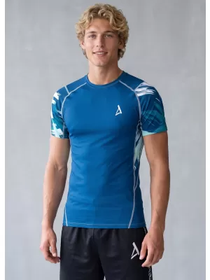 Tricou de compresie funcțional premium cu mâneci scurte pentru bărbați ALTISPORT VOJ/ALM039TR04 ALBASTRU MARIN