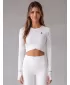 Crop top funcțional premium pentru femei, cu mâneci lungi ALTISPORT VOJ/ALW000TR04 ALB